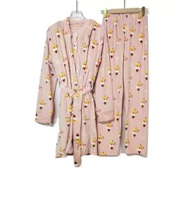 Velvet Prints Robe Women Pijama