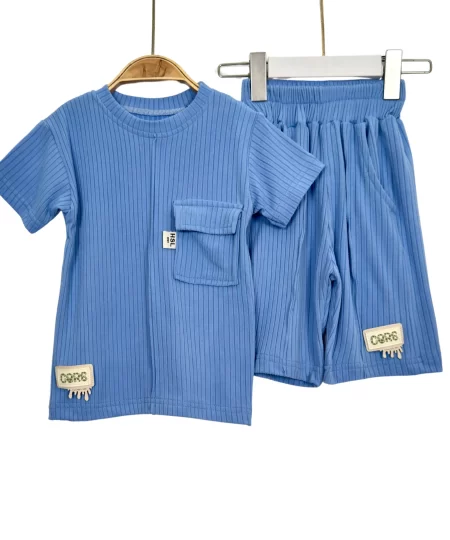 Boy's Ribbed Chest-Pocket Summer Set