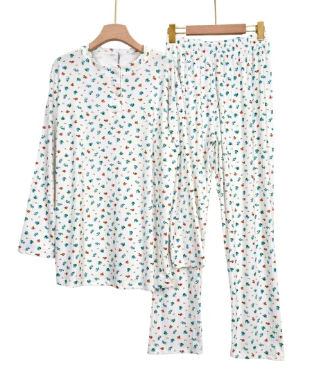 Rib Summer Women’s long -Sleeve Plus Size Pajama Set