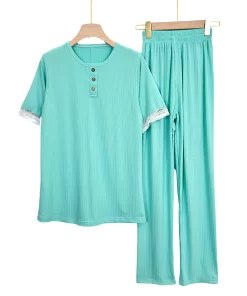 Alternative view of Ribbed Summer Women’s Pajama Set – Soft & Comfy Loungewear