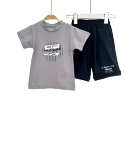 Alternative view of Boys’ Summer Cotton Set – Tee & Black Shorts | HSL Natural Vibes