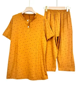 Women's Cotton Short-Sleeve Plus-Size Summer Pajama Set