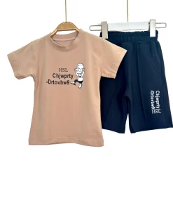Boys’ Summer Cartoon Pajama Set with Shorts