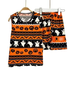 Alternative view of cotton Kids Summer Pajama Set-Sleeveless Unisex Cartoon