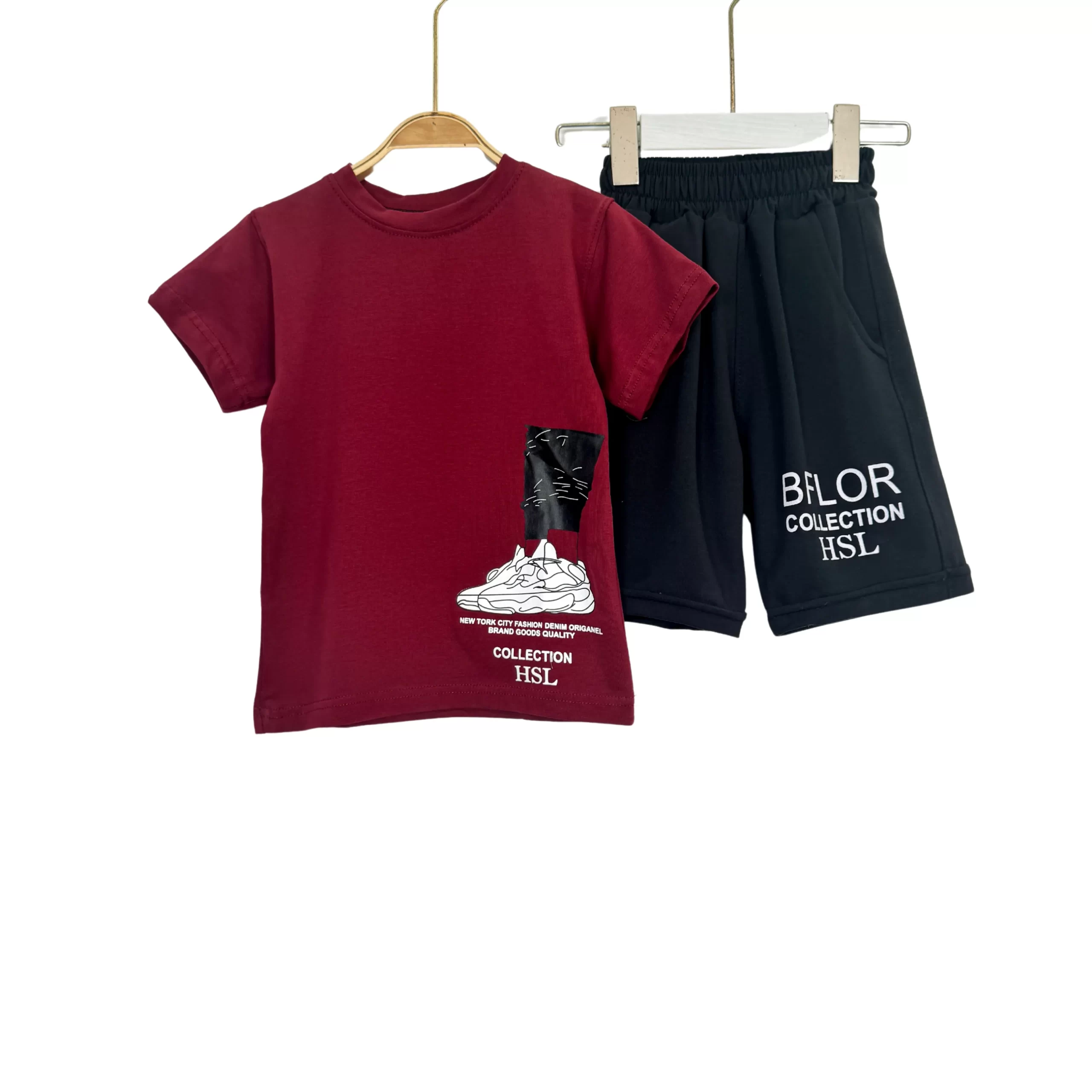 Teens’ Summer Cotton Set – Tee & Black Shorts | HSL Street Style