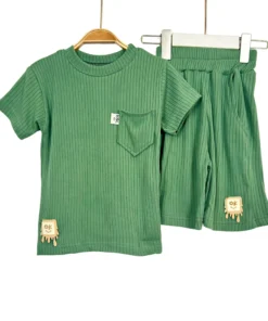 Boy's Ribbed Drip-Patch Summer Set