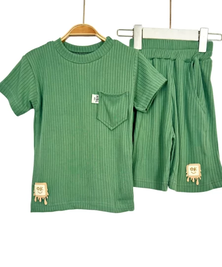 Boy's Ribbed Drip-Patch Summer Set