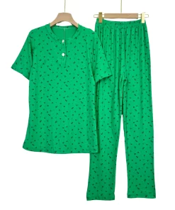 Alternative view of Women's Ribbed Summer Pijama Set – Short Sleeve