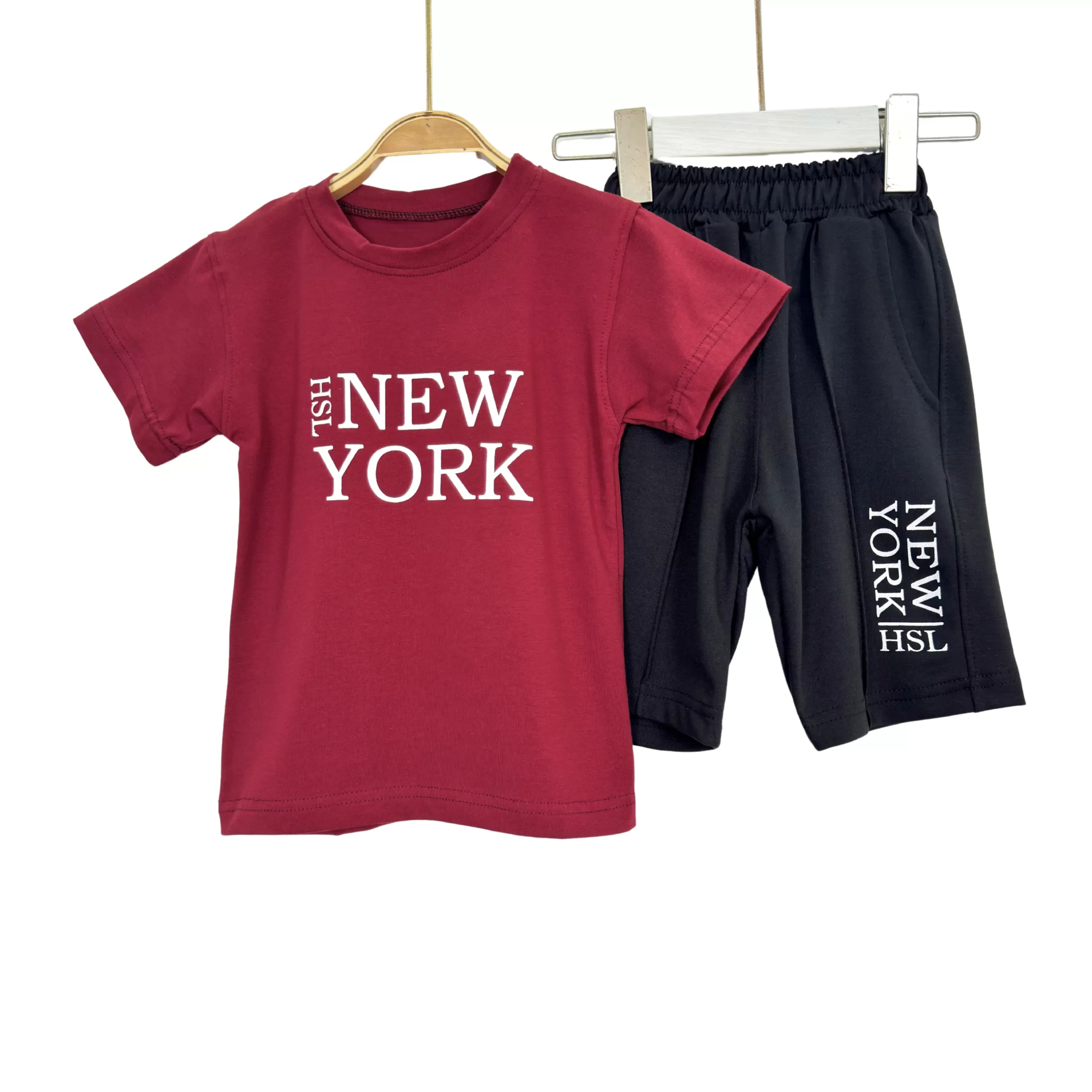 New York Boys’ Summer Cotton Tee & Shorts Set - Image 3