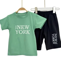 New York Boys’ Summer Cotton Tee & Shorts Set