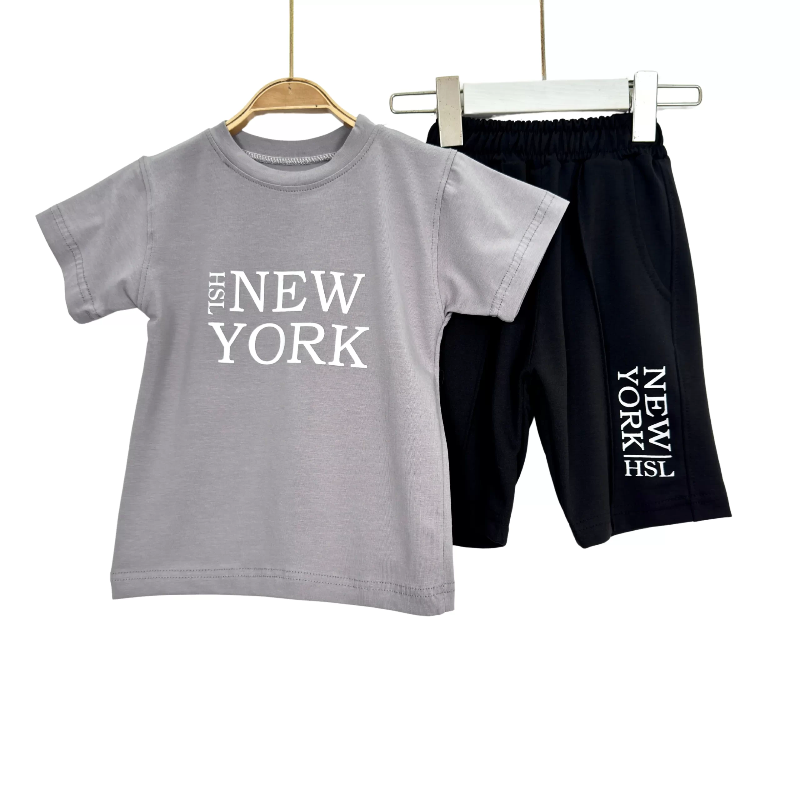 New York Boys’ Summer Cotton Tee & Shorts Set - Image 2