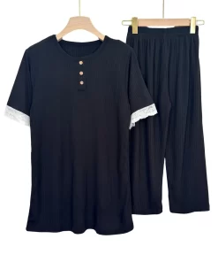 Women's Summer Cotton Embroidered Pajama Set - Regular & Plus Sizes