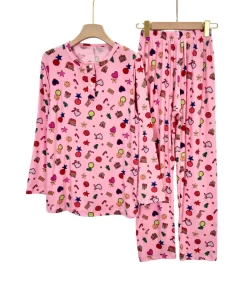 Alternative view of Cotton blend Summer Lounge Pajama Set – Women’s Long Sleeve Regular & Plus Sizes