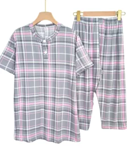 Blush Tones Plus Size Pajama Set – Capri Cotton Blend