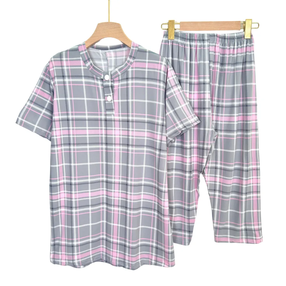 Blush Tones Plus Size Pajama Set – Capri Cotton Blend