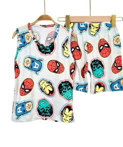 Summer Boys' Cotton Pajama Set - Sleeveless & Shorts