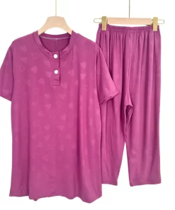 Alternative view of Blush Tones Plus Size Pajama Set – Capri Cotton Blend