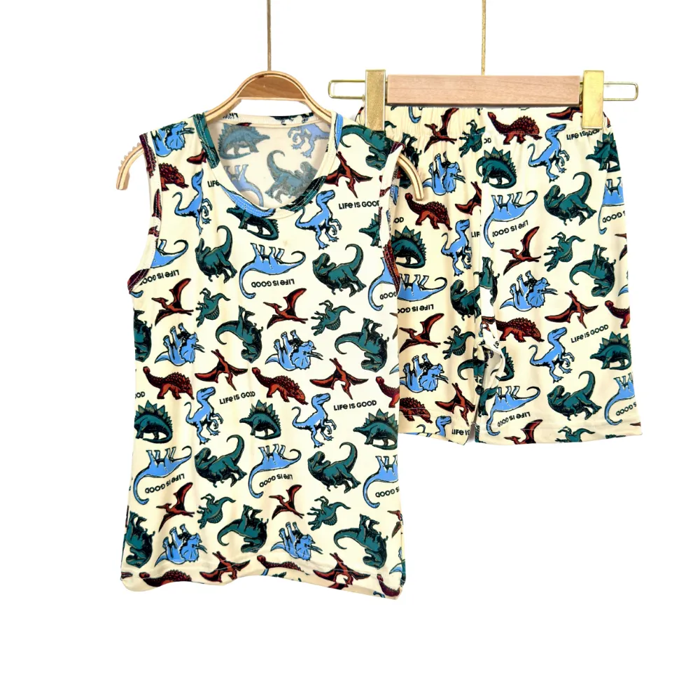 Summer Boys' Cotton Pajama Set - Sleeveless & Shorts - Image 2