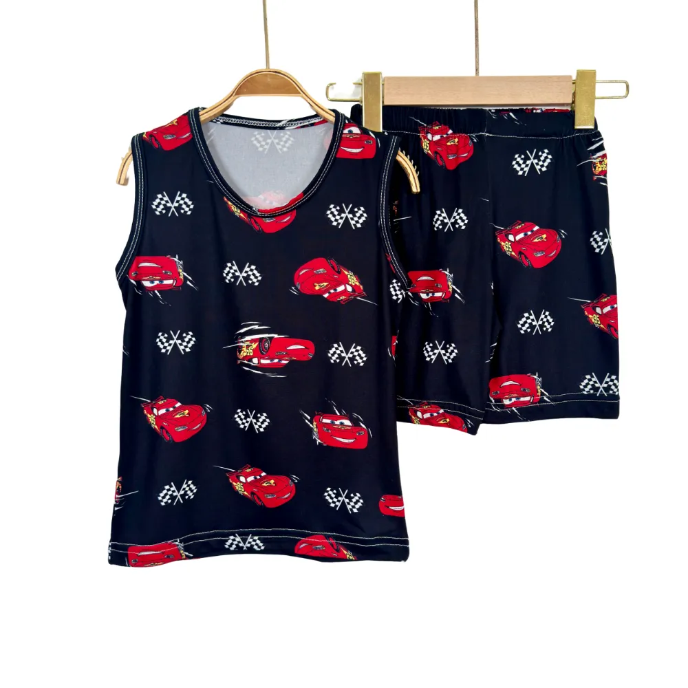 Summer Boys' Cotton Pajama Set - Sleeveless & Shorts - Image 3