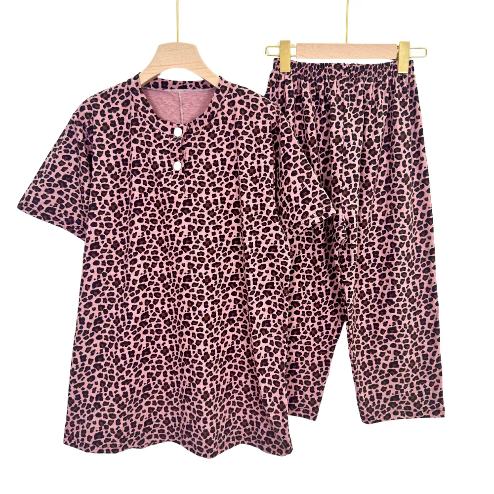 Blush Tones Plus Size Pajama Set – Capri Cotton Blend - Image 4