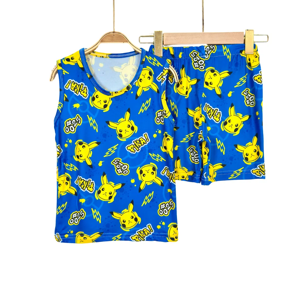 Summer Boys' Cotton Pajama Set - Sleeveless & Shorts - Image 4