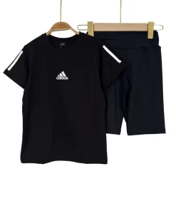 Alternative view of Girls' Active Summerwear Set – Sporty Tee & Biker Shorts