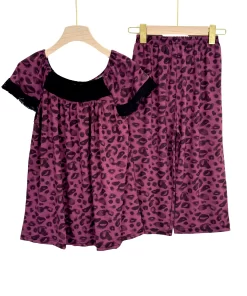 Women’s Cotton Capri Pajama Set – Floral Elegance