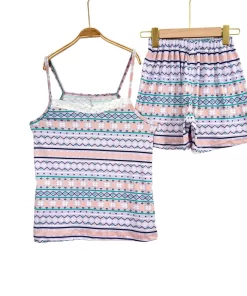 Alternative view of Floral Cotton Blend Women's Summer Pajama Set – Sleeveless Top & Shorts