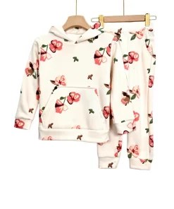 Girls Jogging Set – Blue Printed Hoodie & Pants | Cozy Winter Outfit 💗