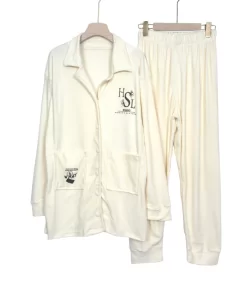 Women’s Velour Pajama Set – Plus Size Button-Down Sleepwear