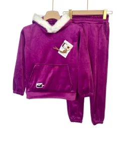 Girls Velvet Winter Set – Hooded & Lined with Fur
