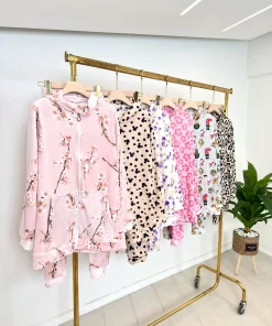 Alternative view of Women’s Velvet Pajama Set – Zipper Hoodie with Floral Print