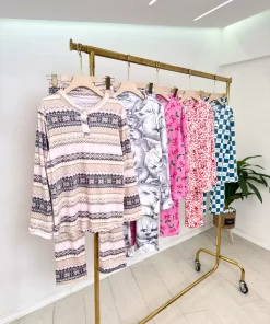 Alternative view of Women’s Velour Pajama Set – Printed Winter Sleepwear (Regular & Plus Size)