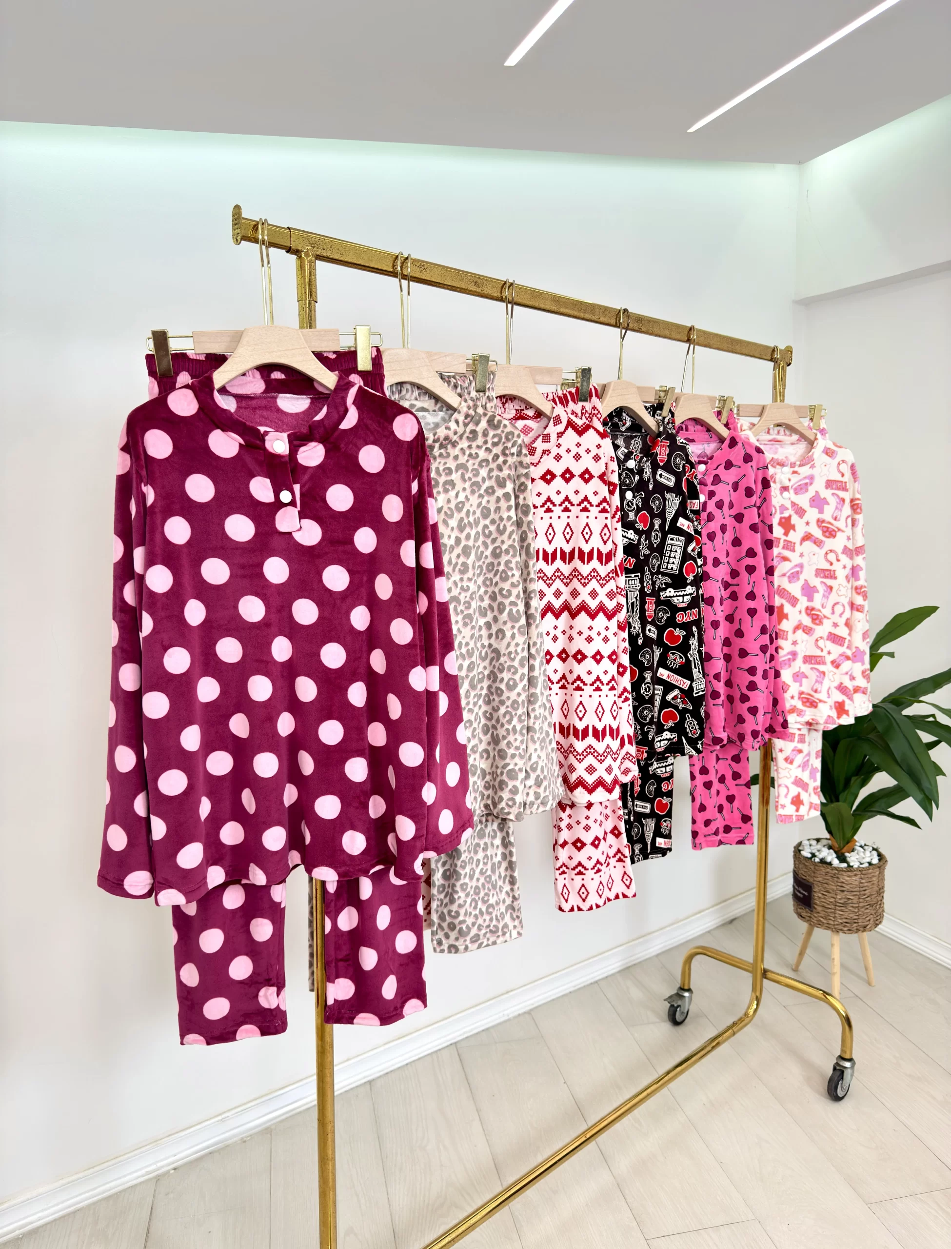 Women’s Velour Pajama Set – Printed Winter Sleepwear (Regular & Plus Size) - Image 3