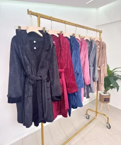 Alternative view of Women’s Velvet Pajama Set – 3-Piece Winter Sleepwear with Robe