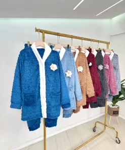 Alternative view of Women’s Fur Pajama Set – Button-Down with White Trim