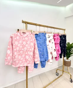 Alternative view of Girls Jogging Set – Blue Printed Hoodie & Pants | Cozy Winter Outfit 💗