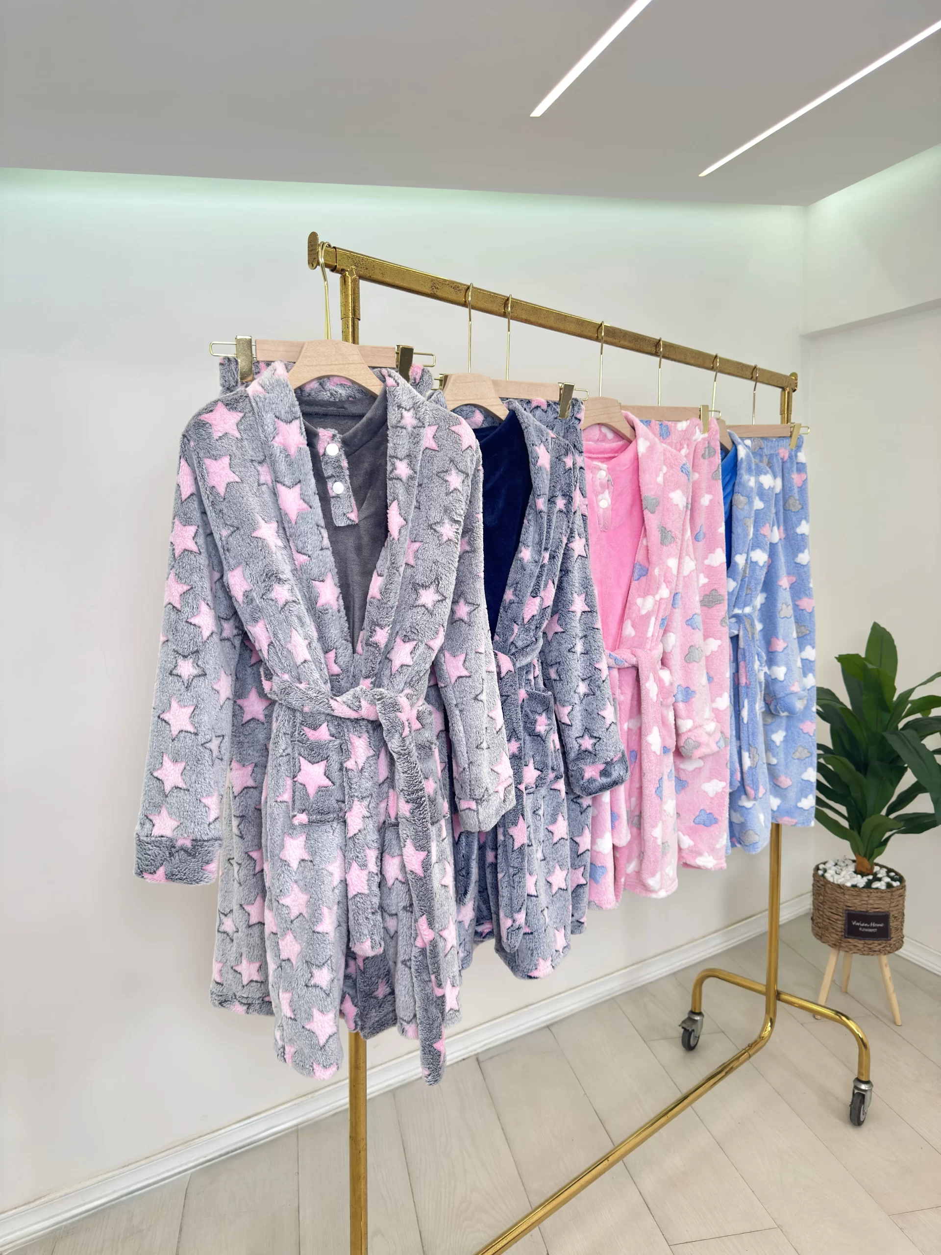 Women’s Mohair Pajama Set – 3-Piece Printed Sleepwear with Robe (Regular & Plus Size) WO - Image 2