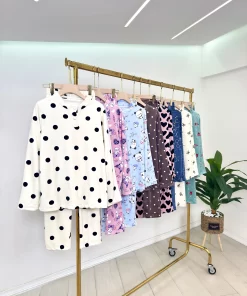 Alternative view of Women’s Velvet Pajama Set – Polka Dot Print (Regular & Plus Size)