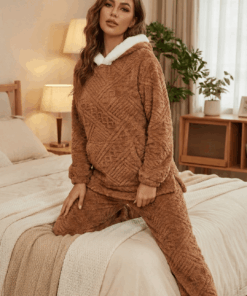 Women’s Fur Pajama Set – Hoodie Top & Cozy Pants