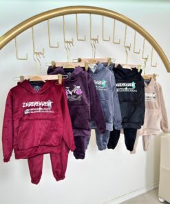 Alternative view of Unisex Fleece-Lined Velvet Tracksuit –  Hoodie & Jogger Set