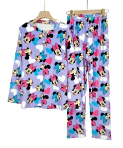 Women’s Velvet Cartoon Pajama Set – Soft & Cozy