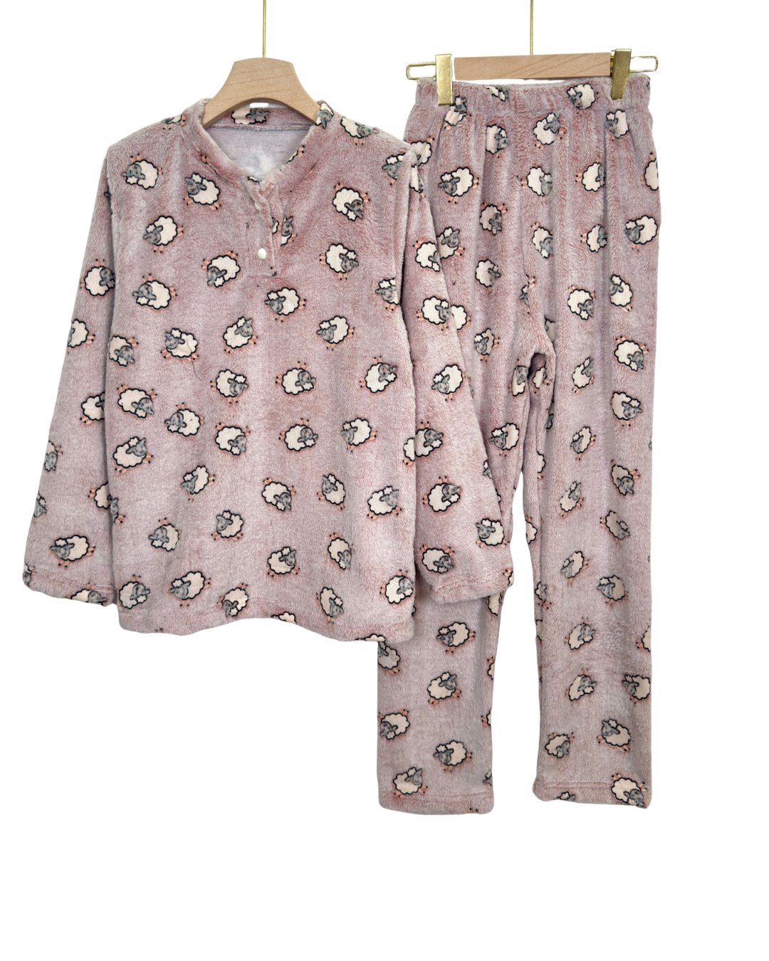 Women’s Mohairr Pajama Set – SHEEP Printed Top & Cozy Pants (Regular & Plus Size