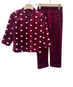 Kid’s Mohair  Pajama Set with HEART Print  – Soft Cozy Winter Wear