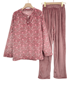 Women’s Mohair  Pajama Set with mini heart Print – Soft Cozy Winter Wear