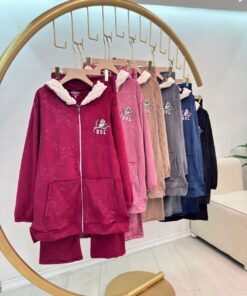 Alternative view of Women’s Velour Pajama Set – Embroidered ZIPPER Sleepwear HSL