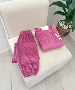 Women’s Velour Pajama Set – Embroidered Hoodie Sleepwear HSL