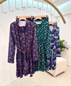 Alternative view of Women's Short Sleeve 3-Piece Set - Cotton Blend PJs with Robe (Regular & Plus Size)