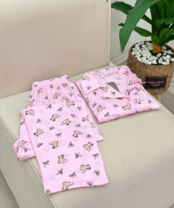 Alternative view of viscose Sweet Teddy Bear Pink Women's Pajama Set