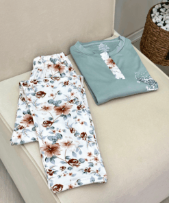 Women's Floral Heart Cotton Blend Pajama Set - Long Sleeve (Regular & Plus Size)